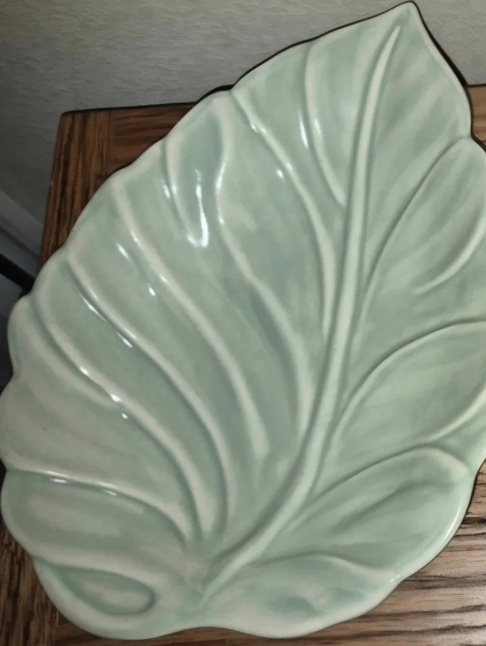 Royal Haeger Leaf Dish Platter Plate Vintage Mid Century Modern Green